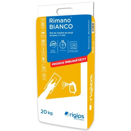 RIGIPS - RIMANO BIANCO - 20 KG/SAC PE(FINISAJ PE BAZA DE IPSOS 1-3)