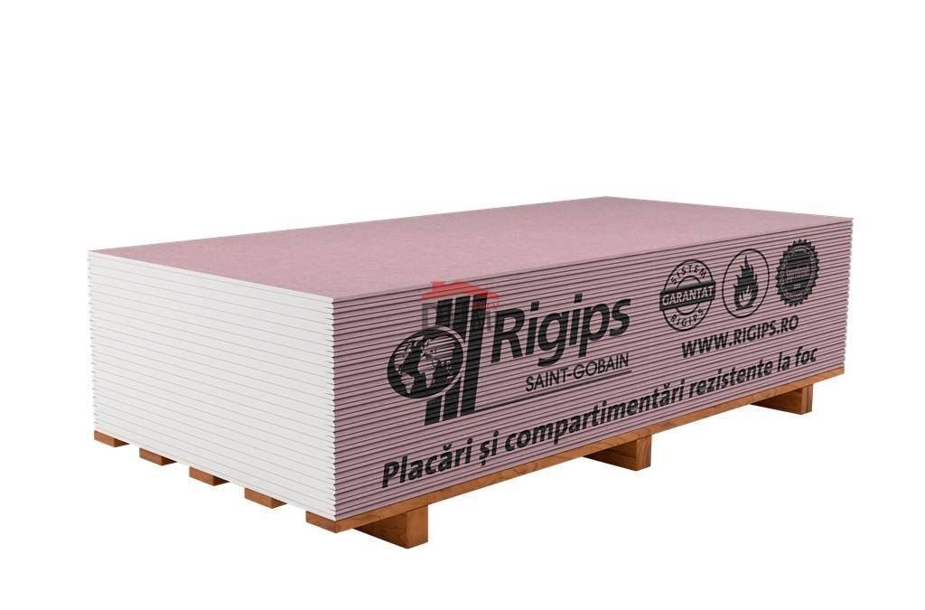 Placă Rigips® din gips-carton RF 12,5 mm/1200x2600 mm